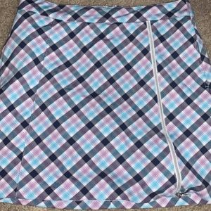 blue and purple plaid miniskirt